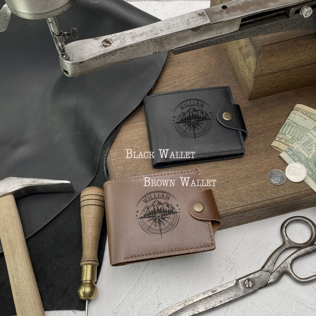 Personalized Leather wallet Names Engraved photo №2