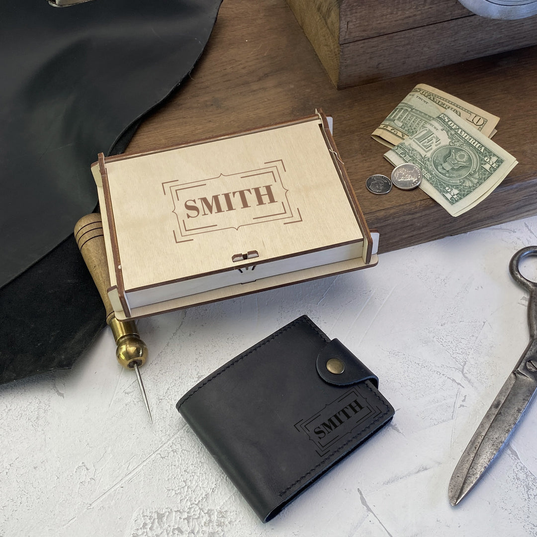 Personalized Leather wallet Inicials Engraved photo №12