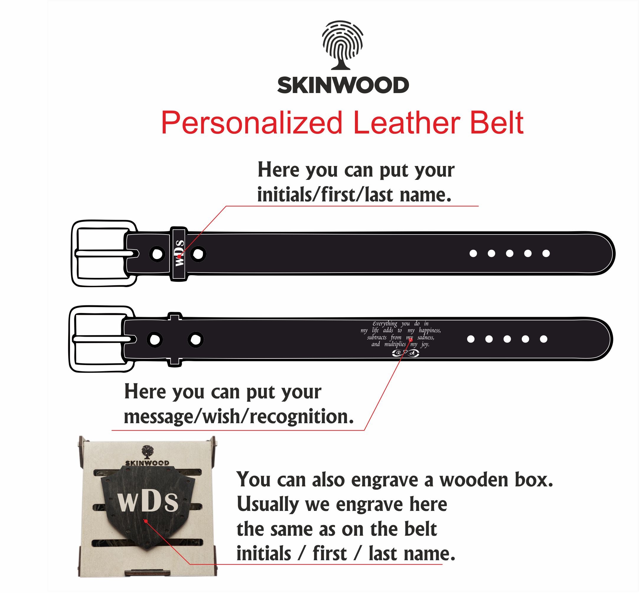 Leather Belt Ginger Personalized engraving