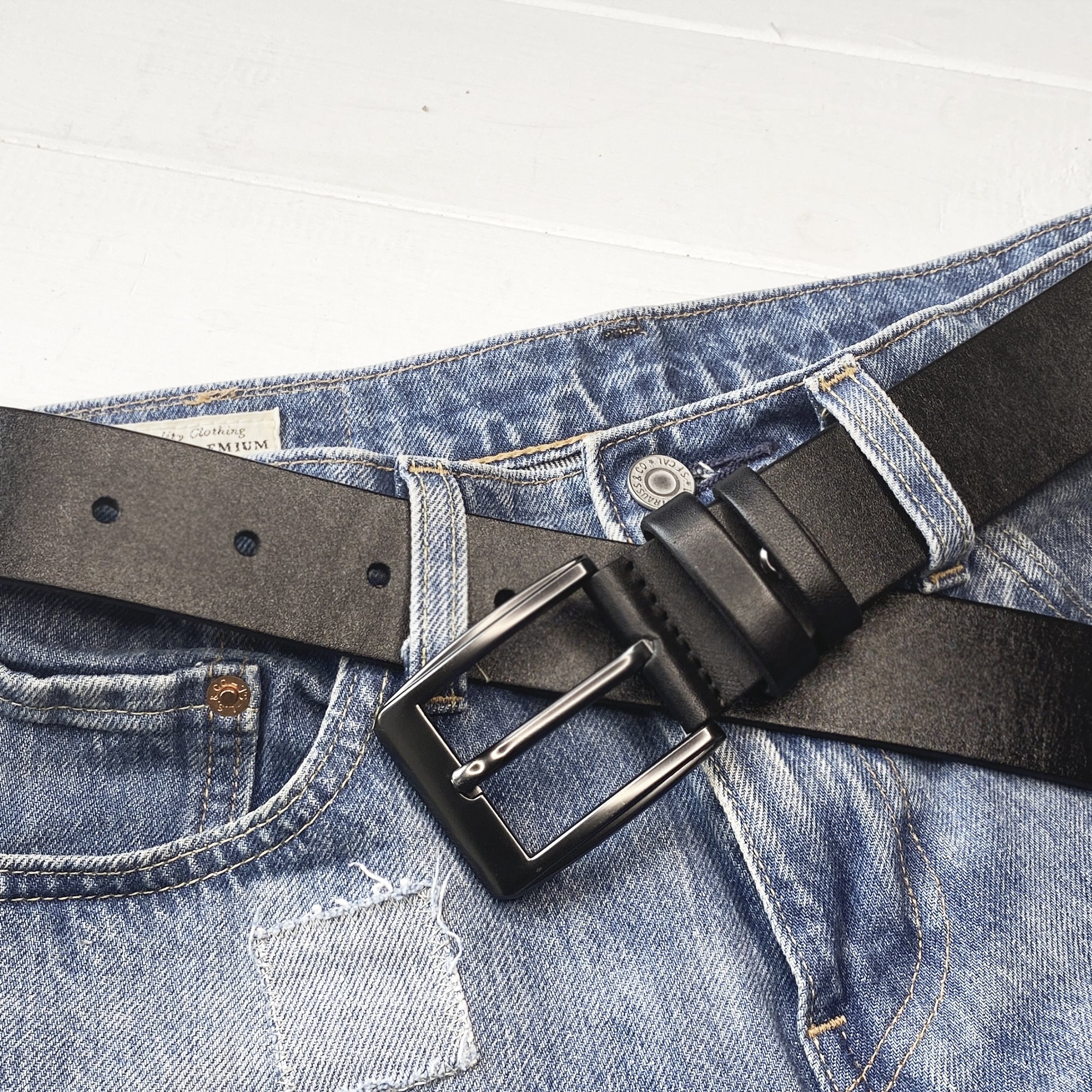 Leather Belt Black Personalized engraving