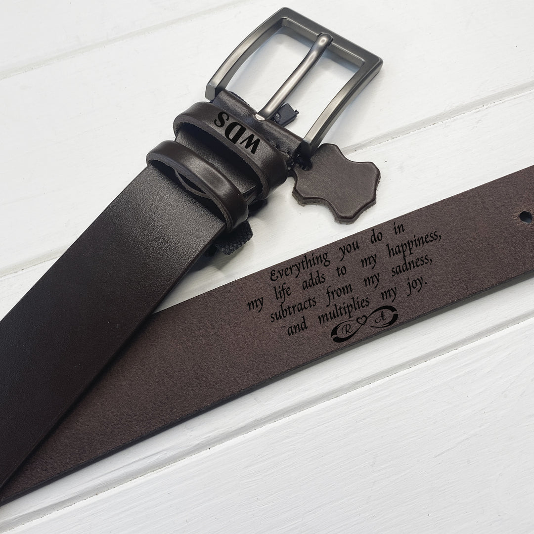 Leather Belt Chocolate Personalized engraving photo №2