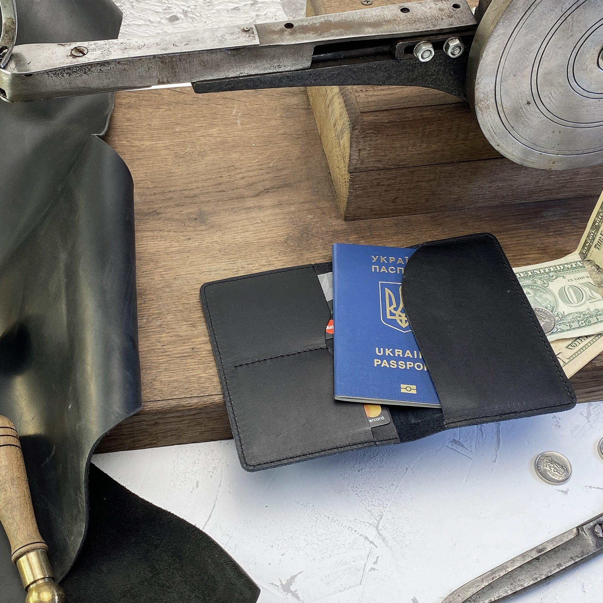Personalized engraved Logo Leather Passport Cover Holder