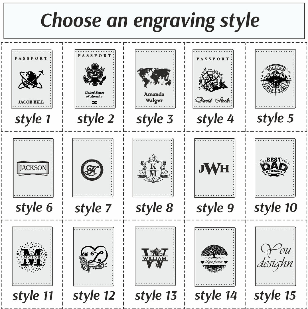 Personalized engraved Maps Leather Passport Cover Holder photo №4