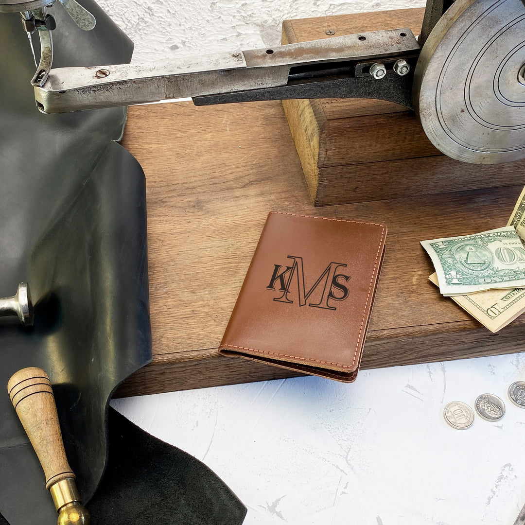 Personalized engraved Initials Leather Passport Cover Holder photo №2