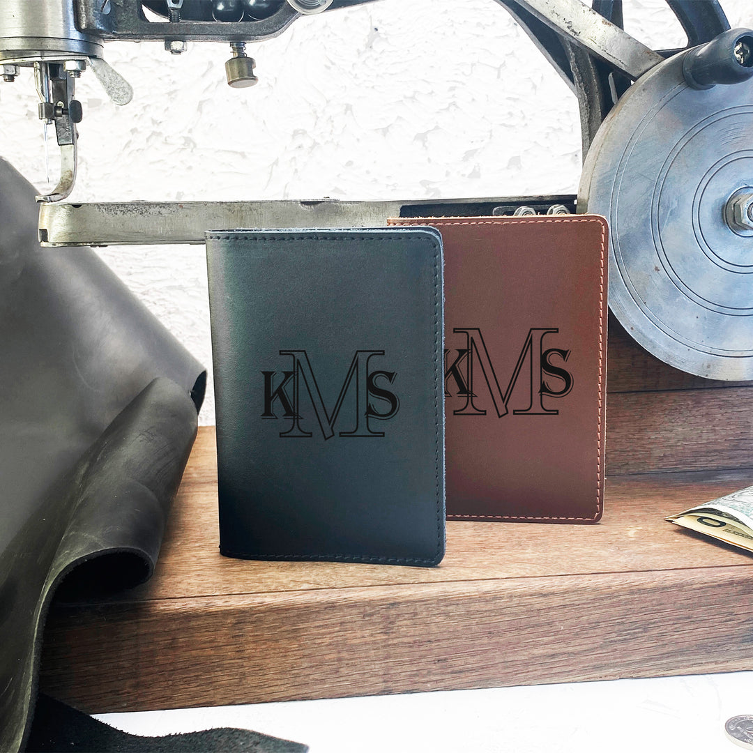 Personalized engraved Initials Leather Passport Cover Holder photo №4
