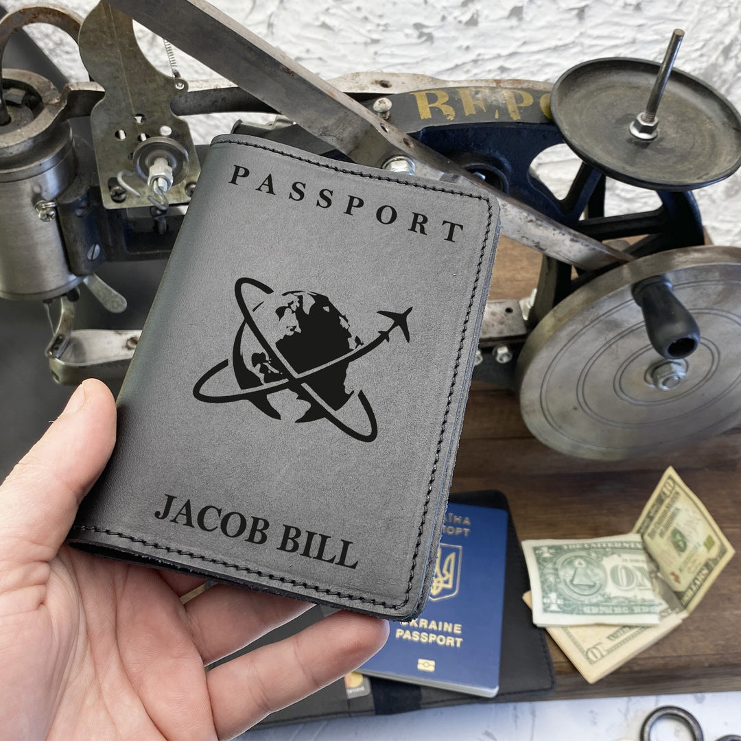 Personalized engraved World Leather Passport Cover Holder photo №2