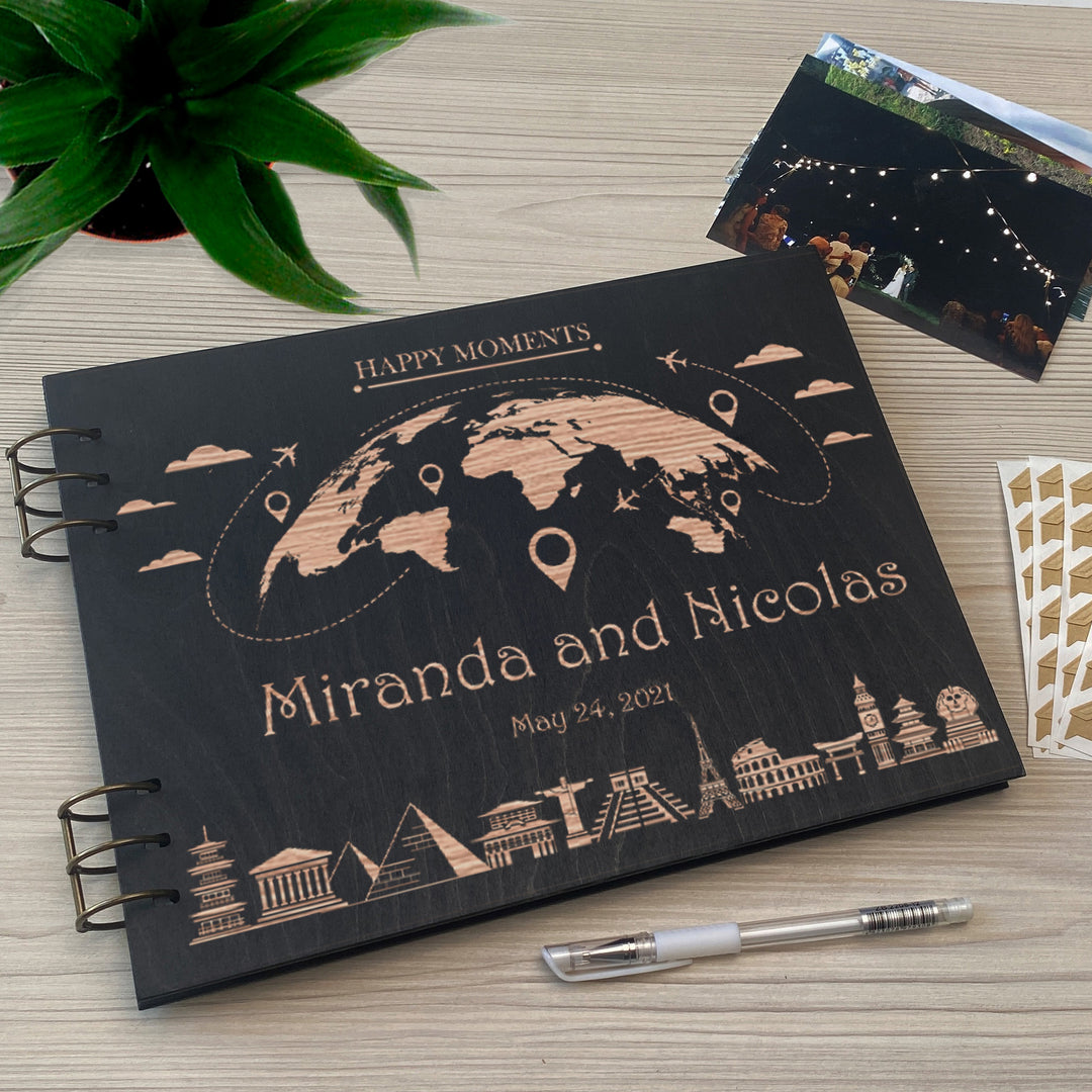 Personalized photo album cover and Globe engraving photo №3