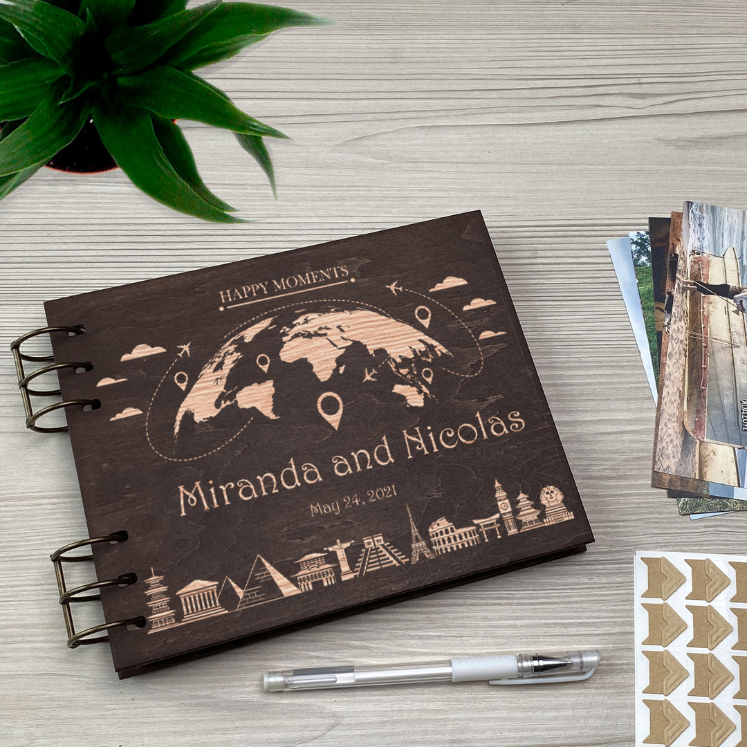 Personalized photo album cover and Globe engraving photo №4