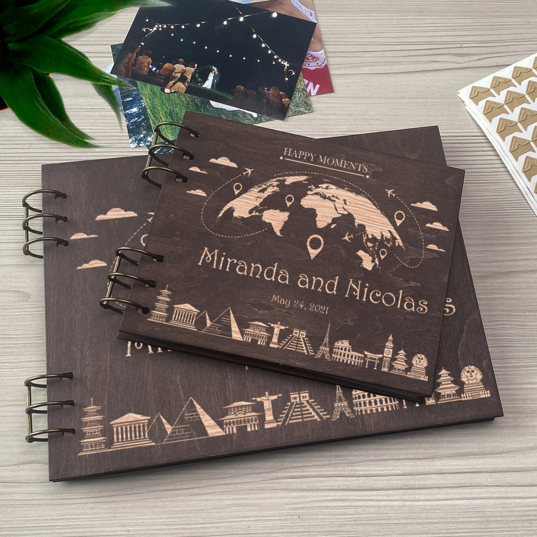 Personalized photo album cover and Globe engraving photo №2
