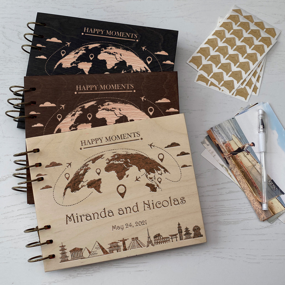 Personalized photo album cover and Globe engraving photo №7