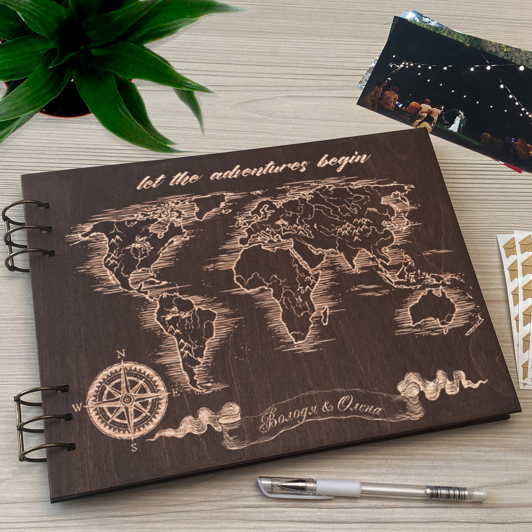 Personalized photo album cover and Map_mountain engraving photo №3