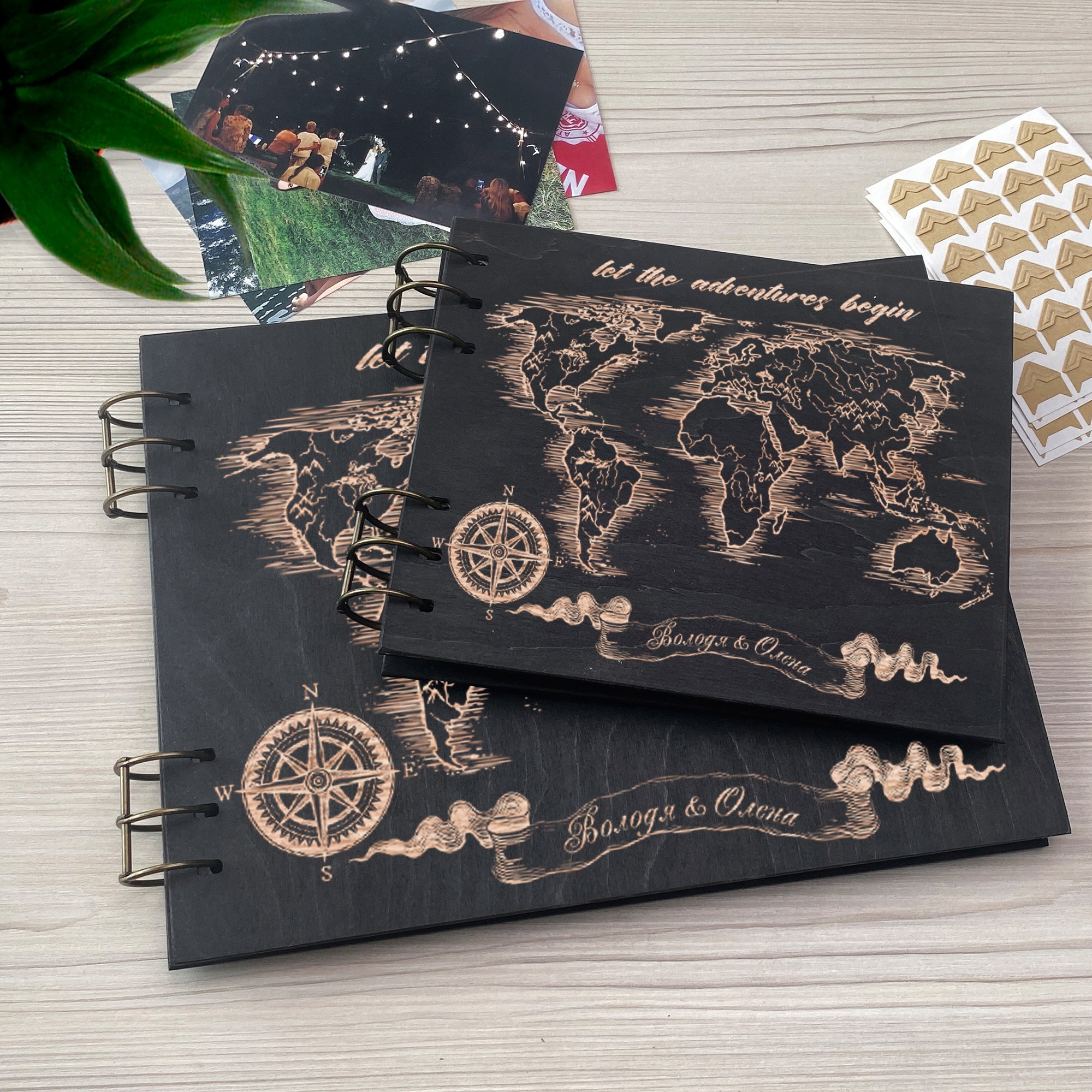 Personalized photo album cover and Map_mountain engraving – skinwoodukraine