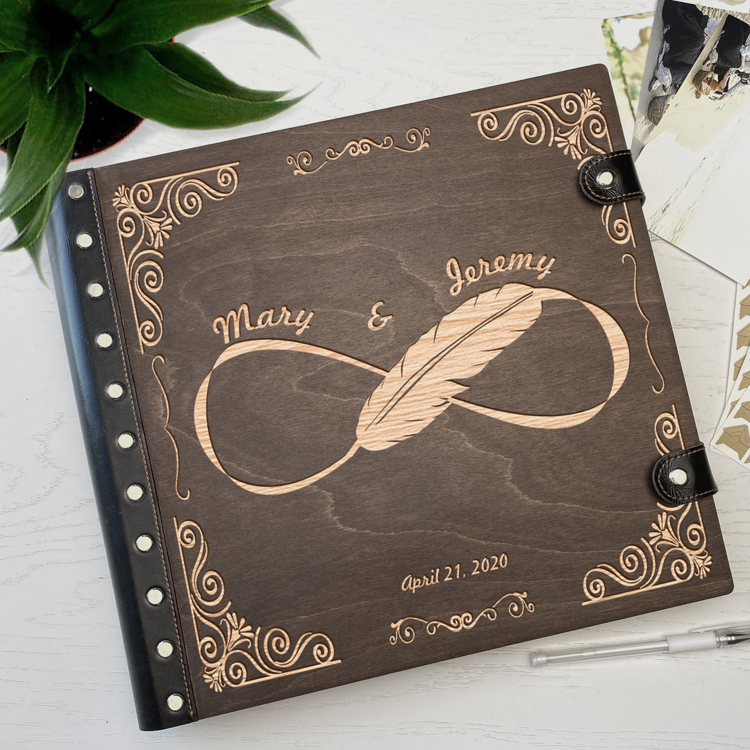 Personalized photo album with leather cover and Infinity engraving photo №4