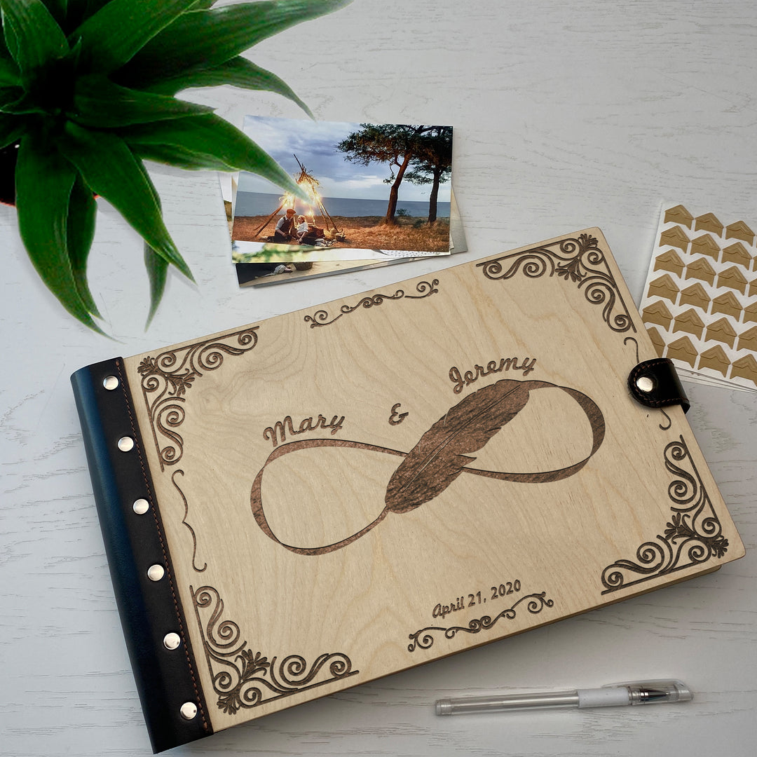 Personalized photo album with leather cover and Infinity engraving photo №5