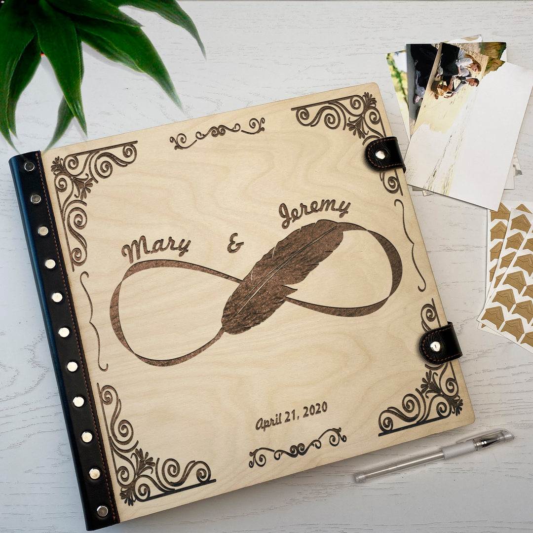 Personalized photo album with leather cover and Infinity engraving photo №6