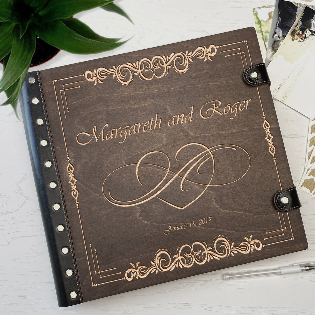 Personalized photo album with leather cover and Love engraving photo №6