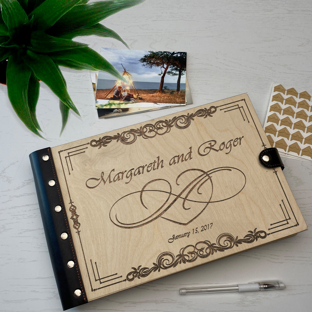 Personalized photo album with leather cover and Love engraving photo №3