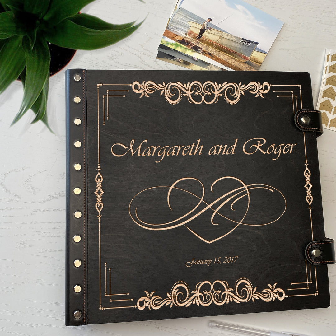 Personalized photo album with leather cover and Love engraving photo №2