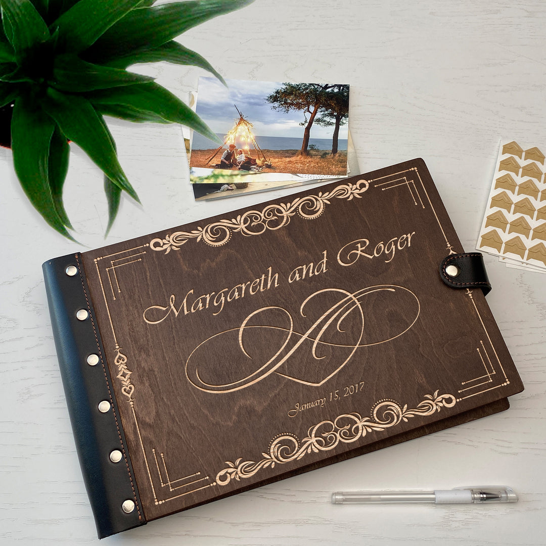 Personalized photo album with leather cover and Love engraving photo №5