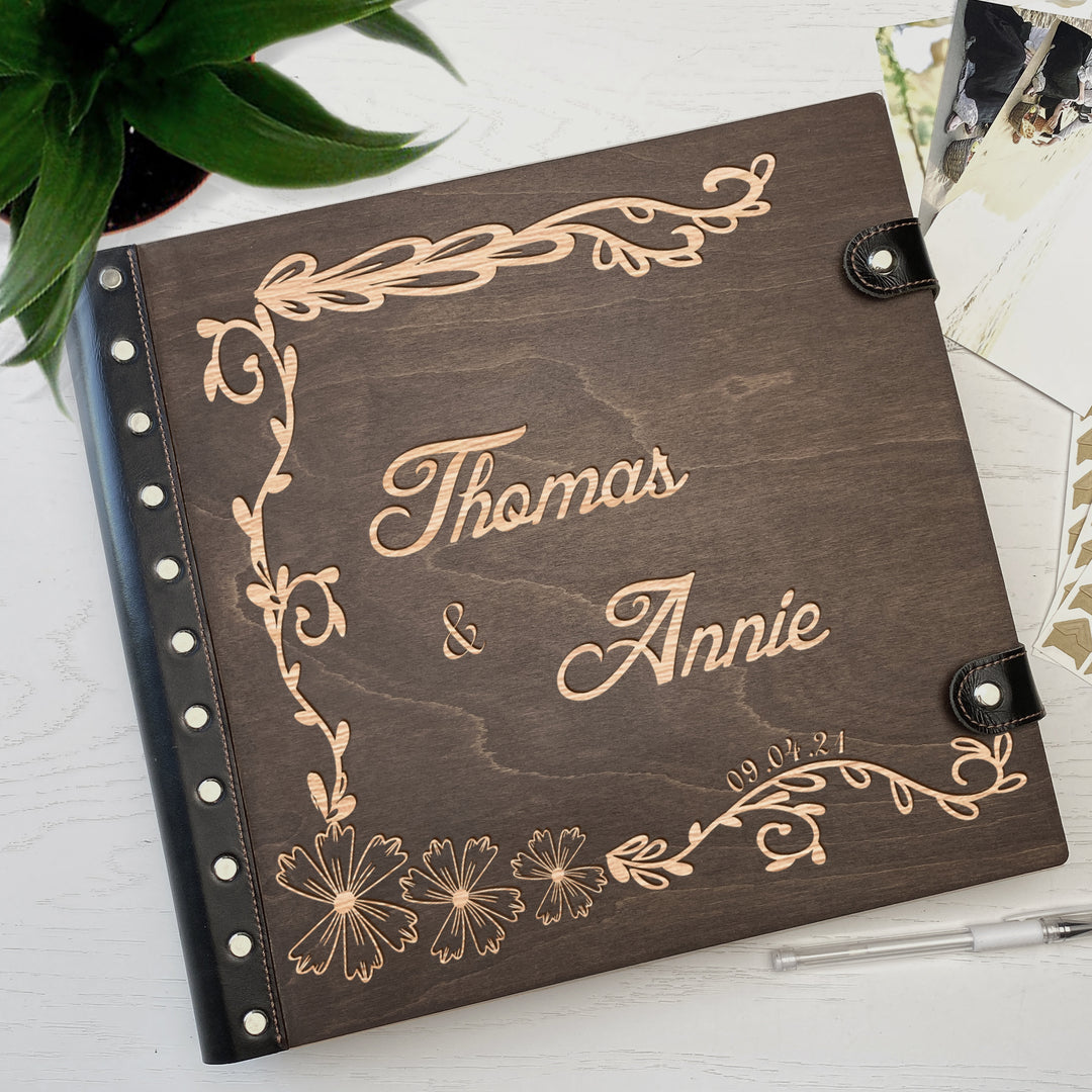 Personalized photo album with leather cover and Family engraving photo №4