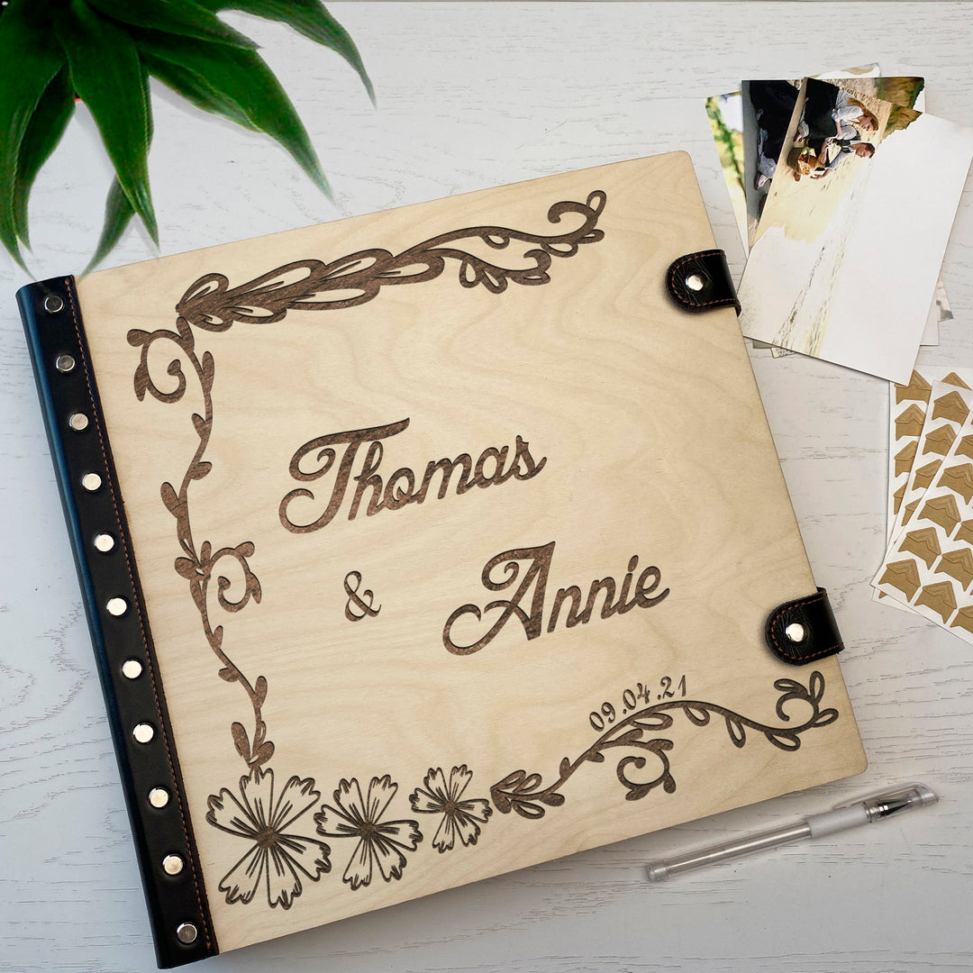 Personalized photo album with leather cover and Family engraving photo №6