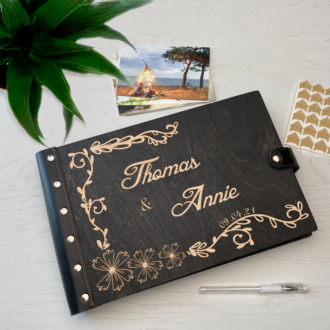 Personalized photo album with leather cover and Family engraving photo №2