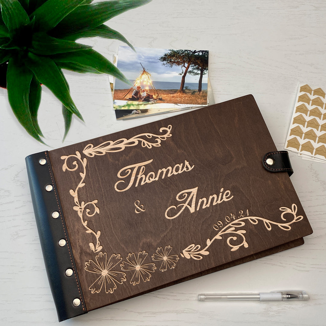 Personalized photo album with leather cover and Family engraving photo №3