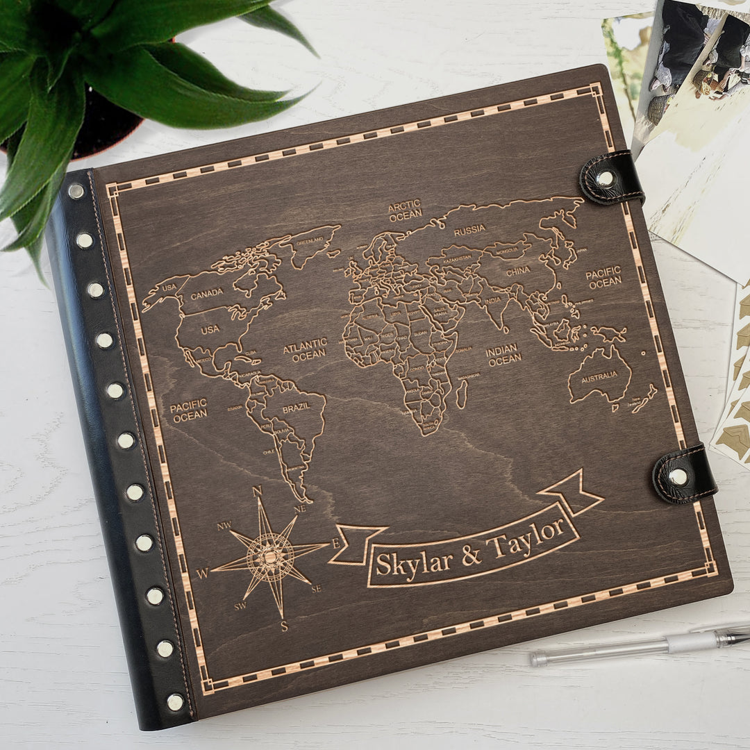 Personalized photo album with leather cover and Prime Meridian engraving photo №2