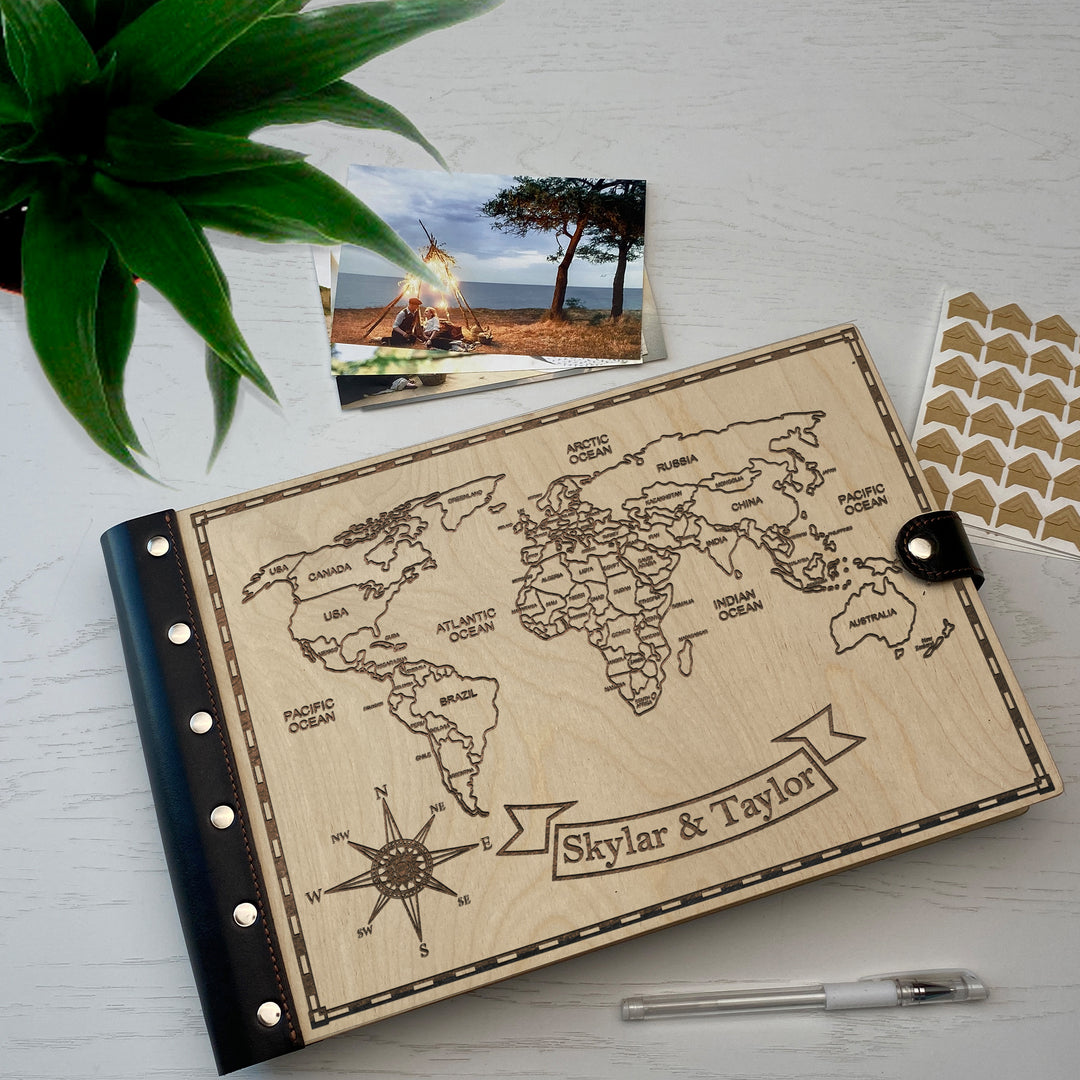 Personalized photo album with leather cover and Prime Meridian engraving photo №5