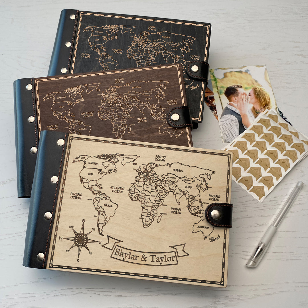 Personalized photo album with leather cover and Prime Meridian engraving photo №8