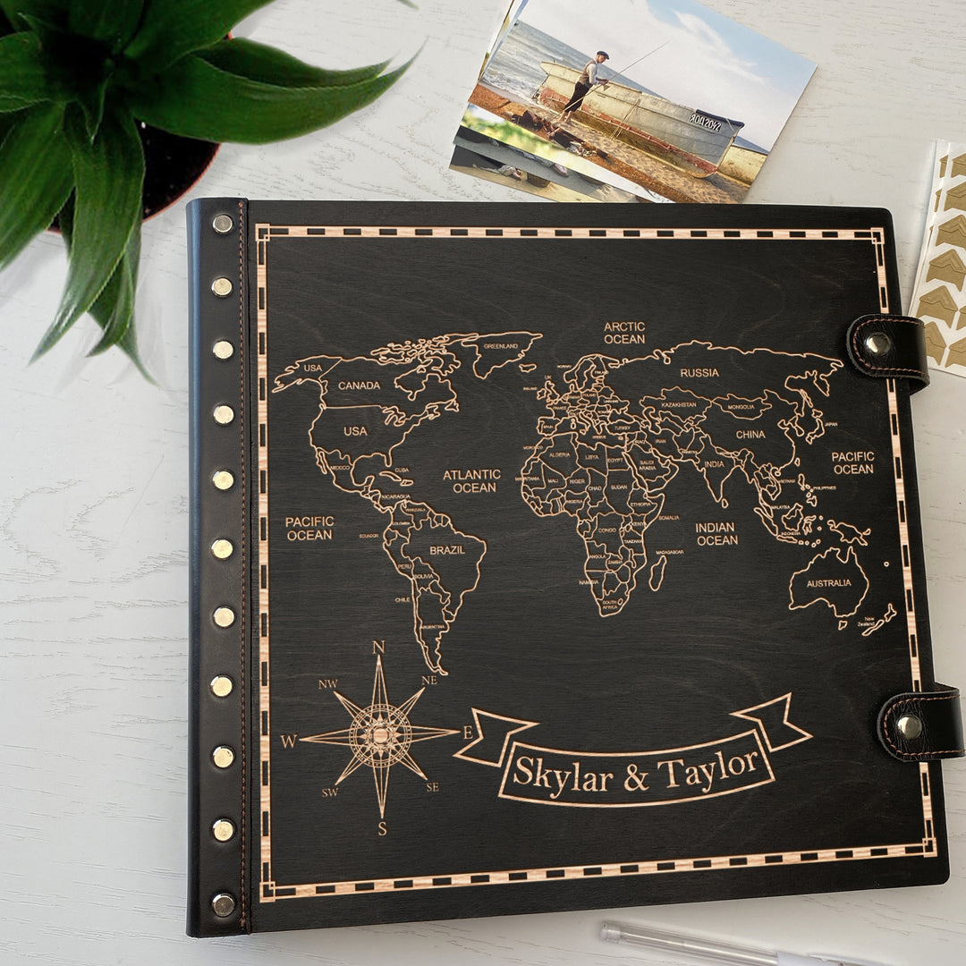 Personalized photo album with leather cover and Prime Meridian engraving photo №4