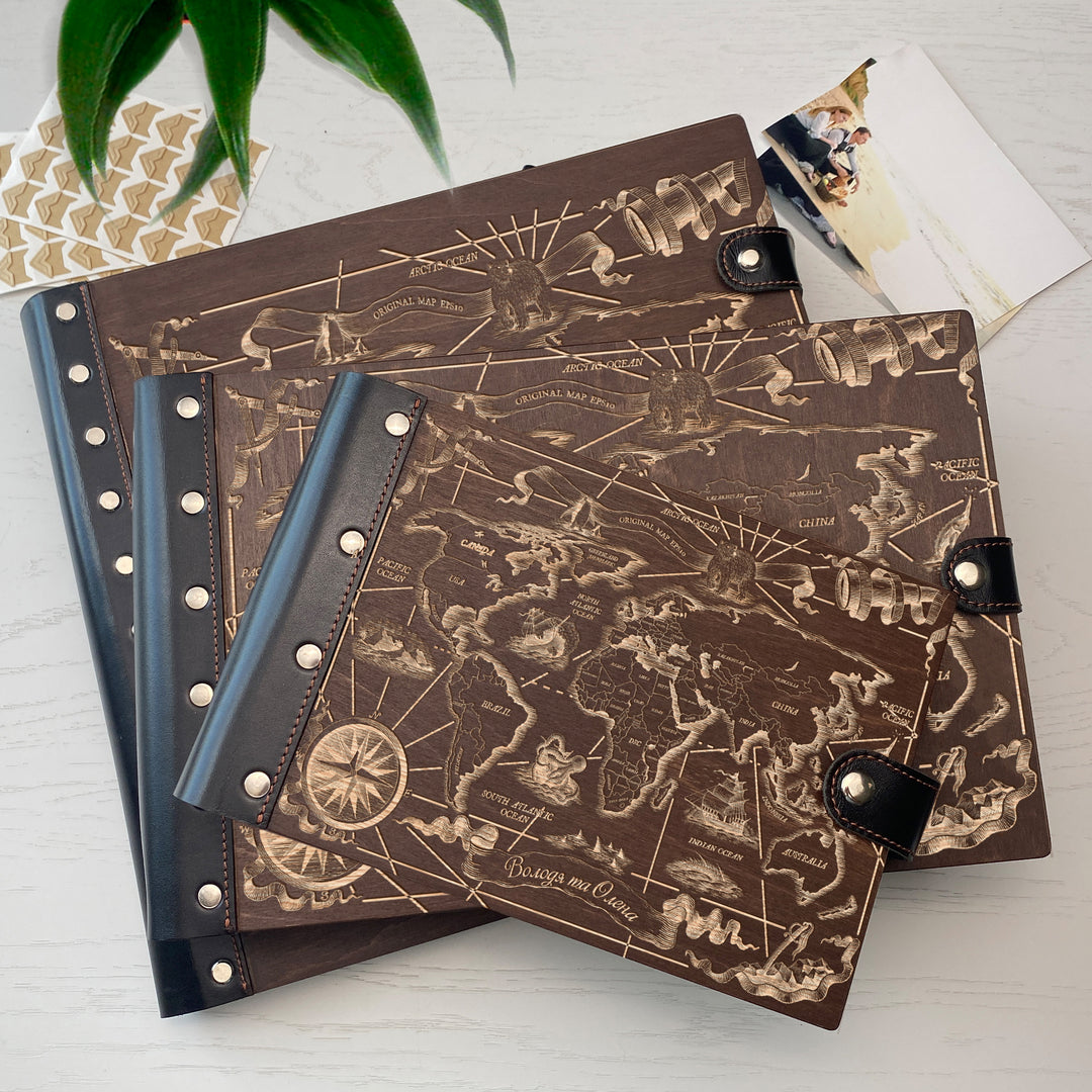 Personalized photo album with leather cover and My World engraving photo №11