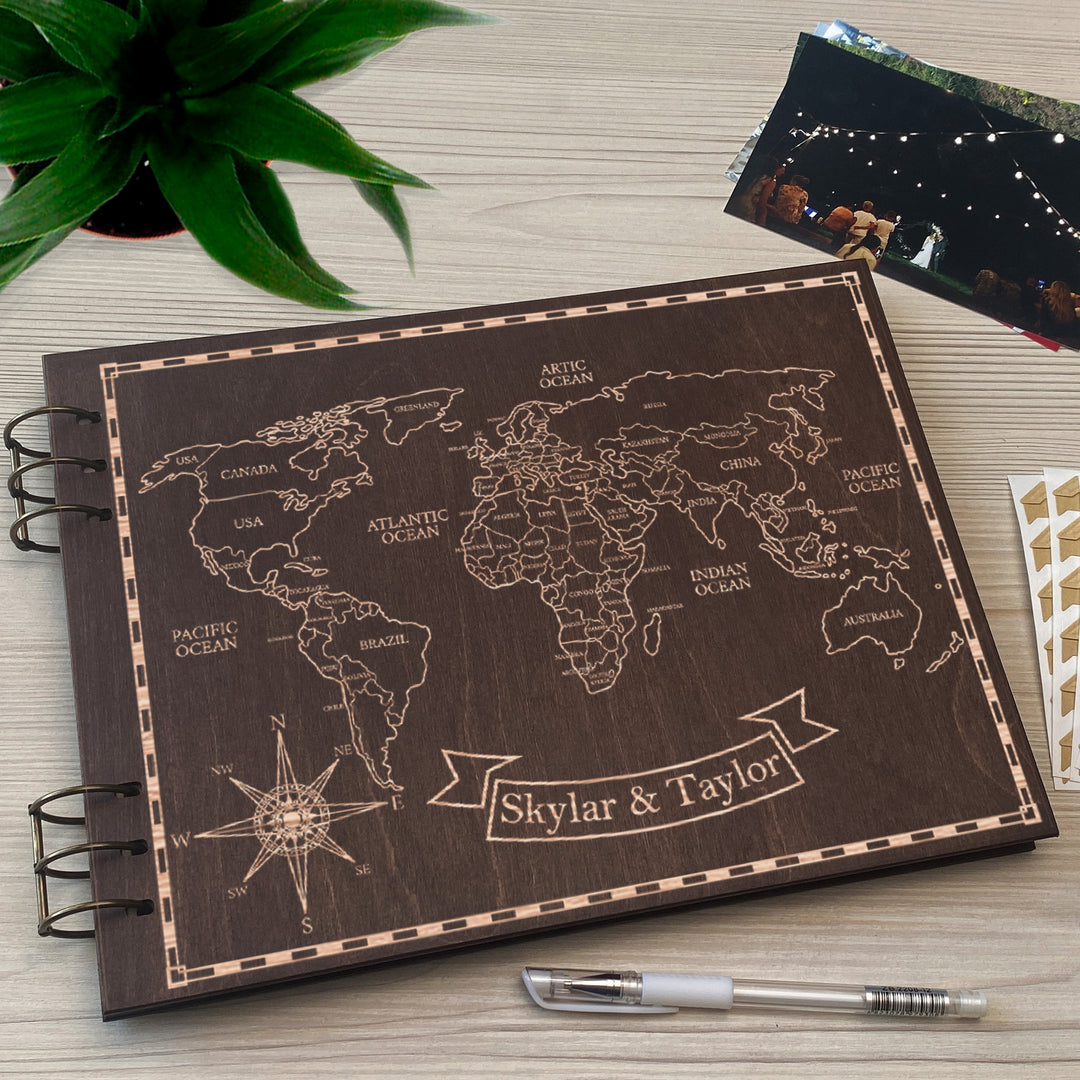 Personalized photo album cover and Zero meridian map engraving photo №3