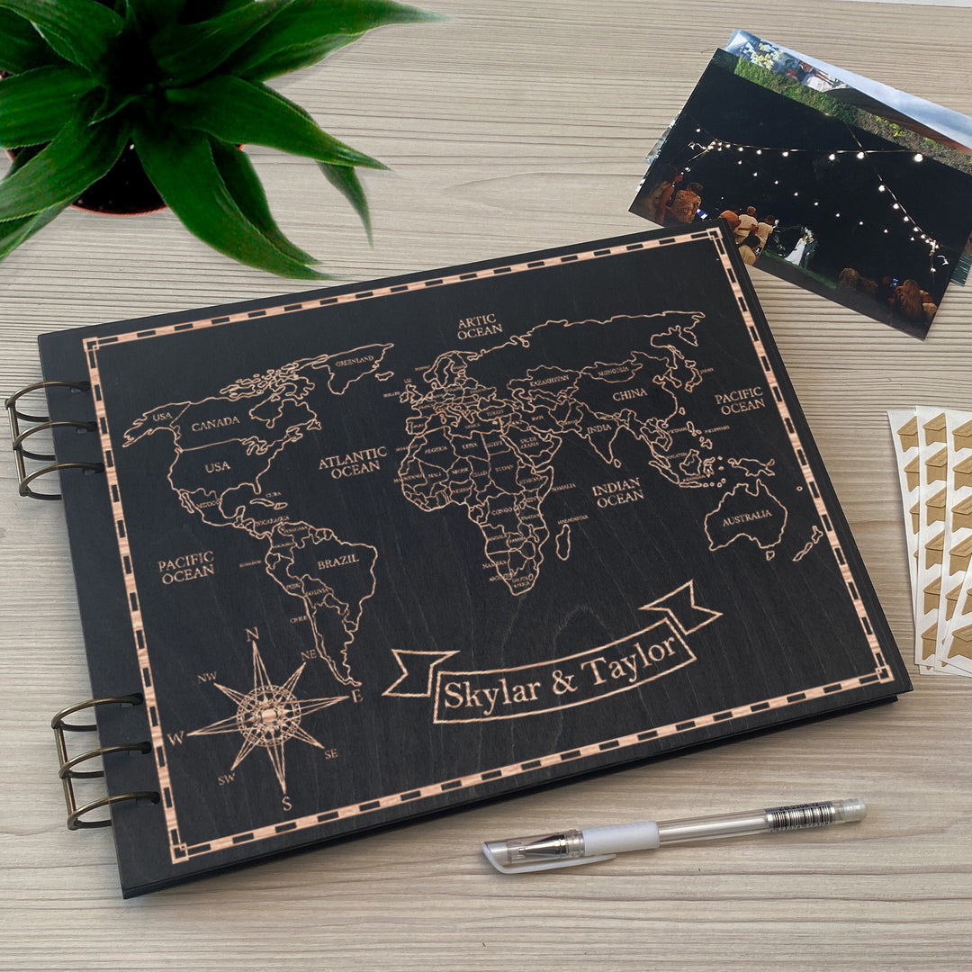 Personalized photo album cover and Zero meridian map engraving photo №5