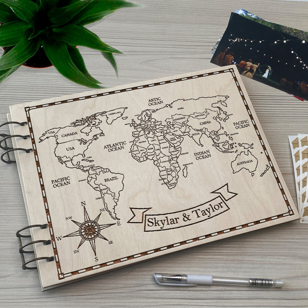 Personalized photo album cover and Zero meridian map engraving photo