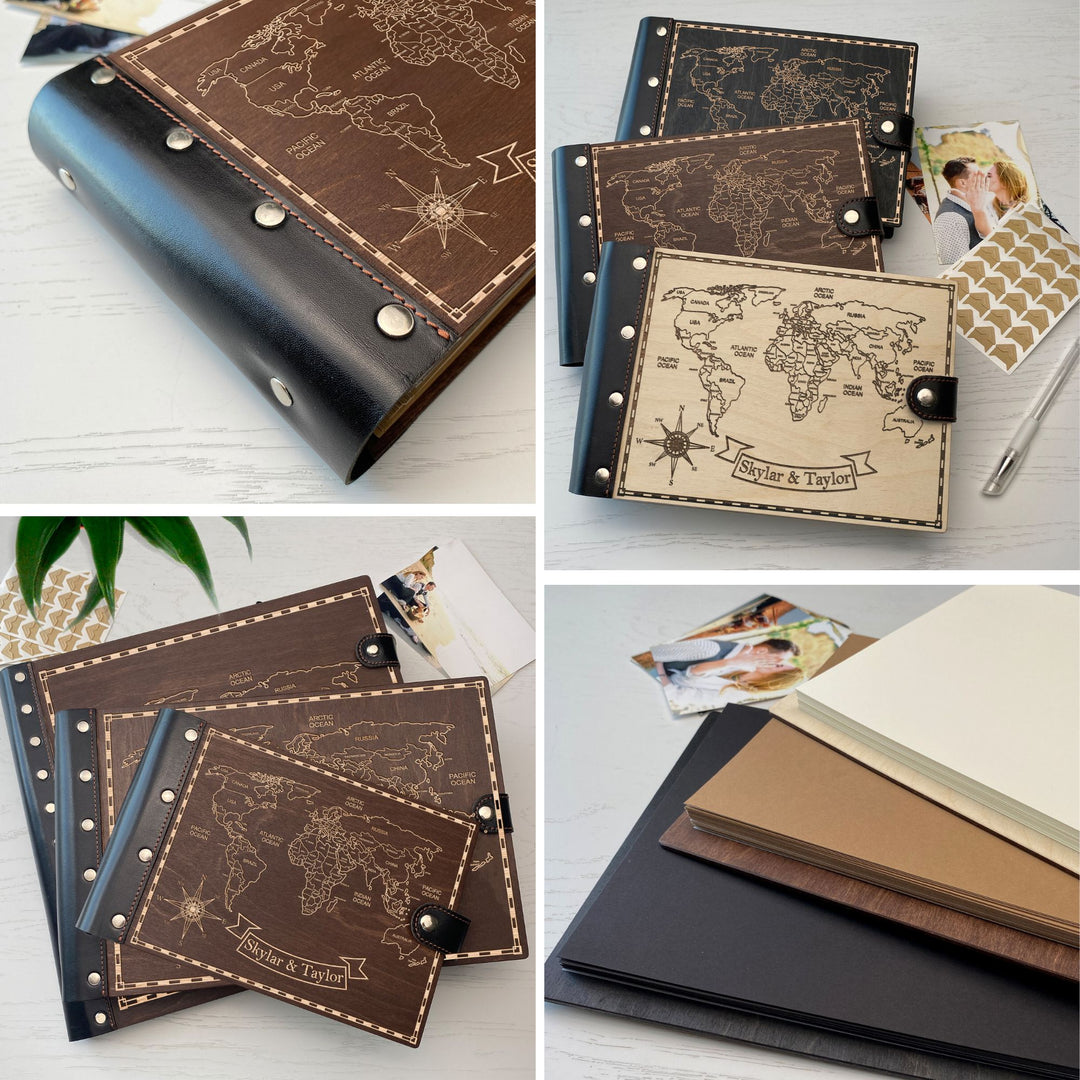 Personalized photo album with leather cover and Prime Meridian engraving photo №7
