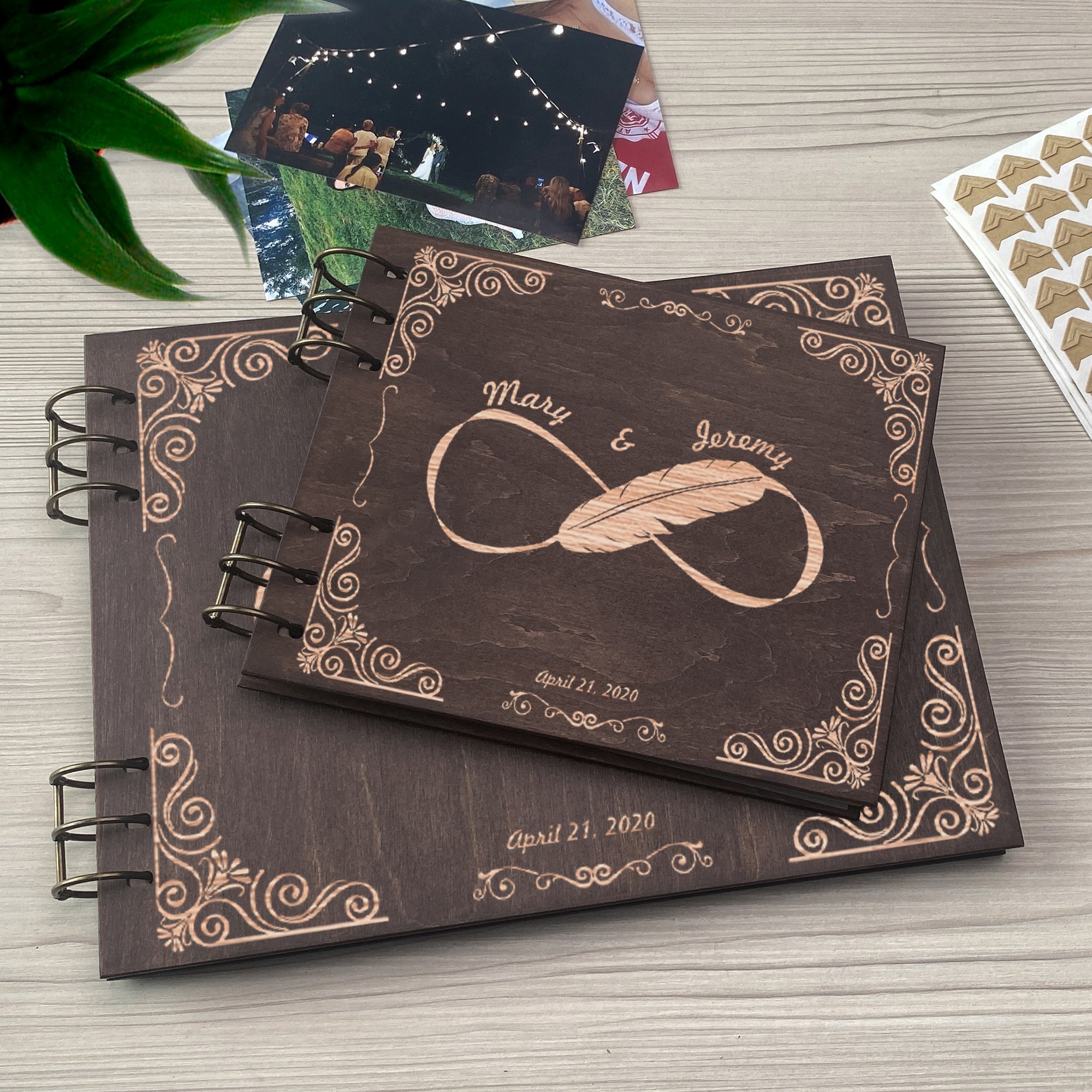 Personalized photo album cover and Infinity engraving