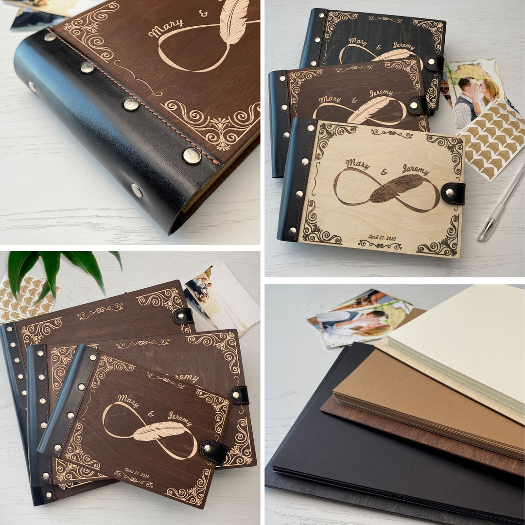 Personalized photo album with leather cover and Infinity engraving photo №11