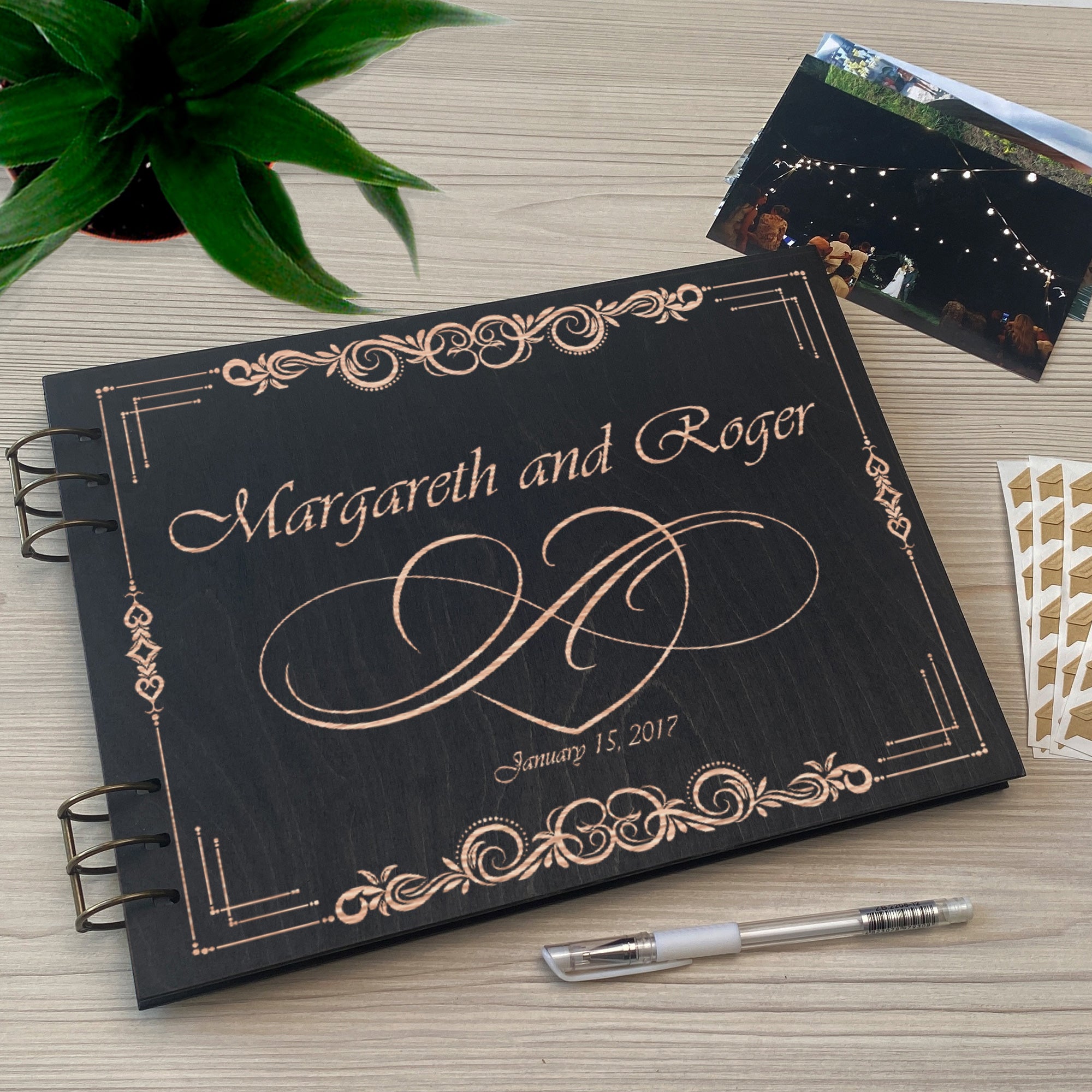 Personalized photo album cover and Love engraving