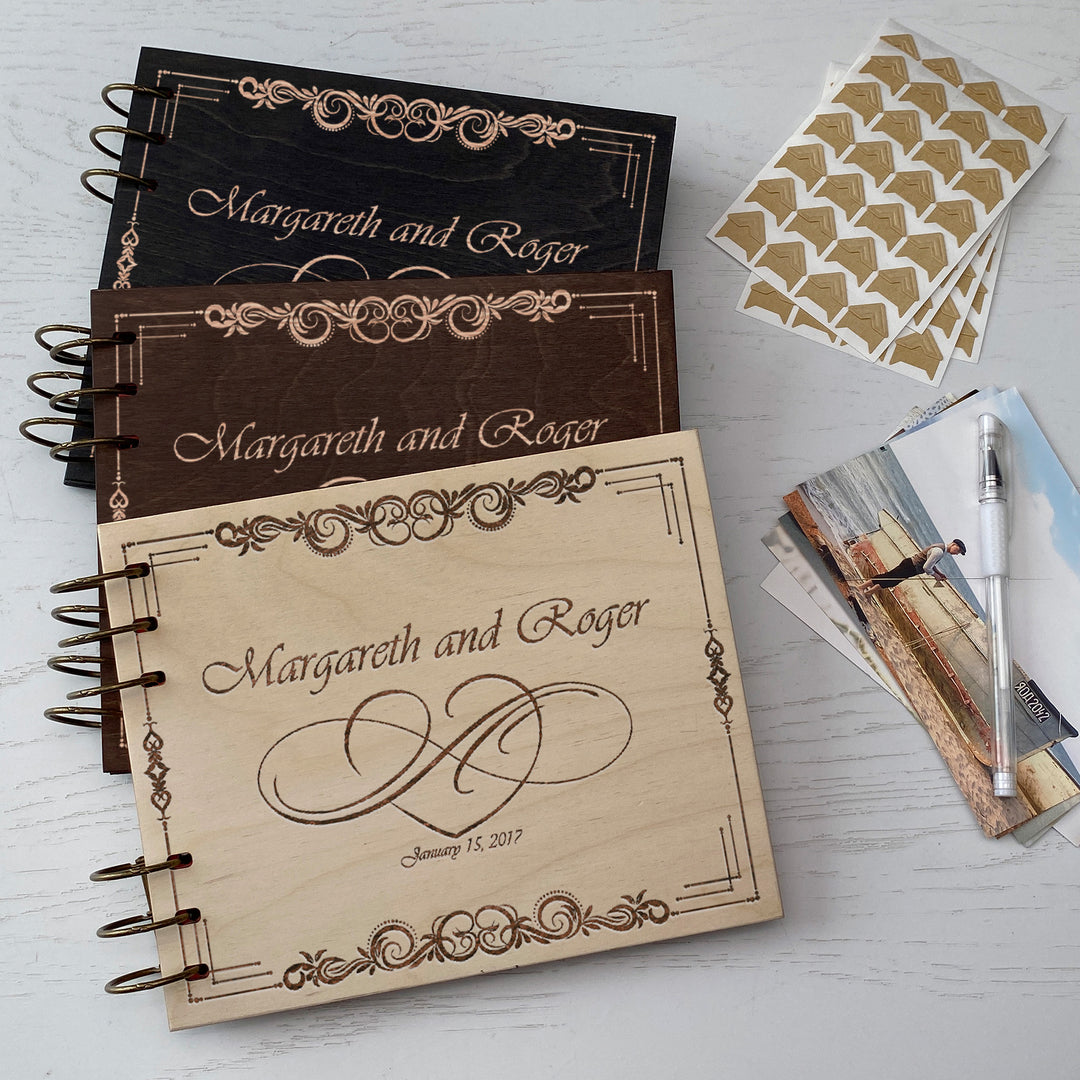 Personalized photo album cover and Love engraving photo