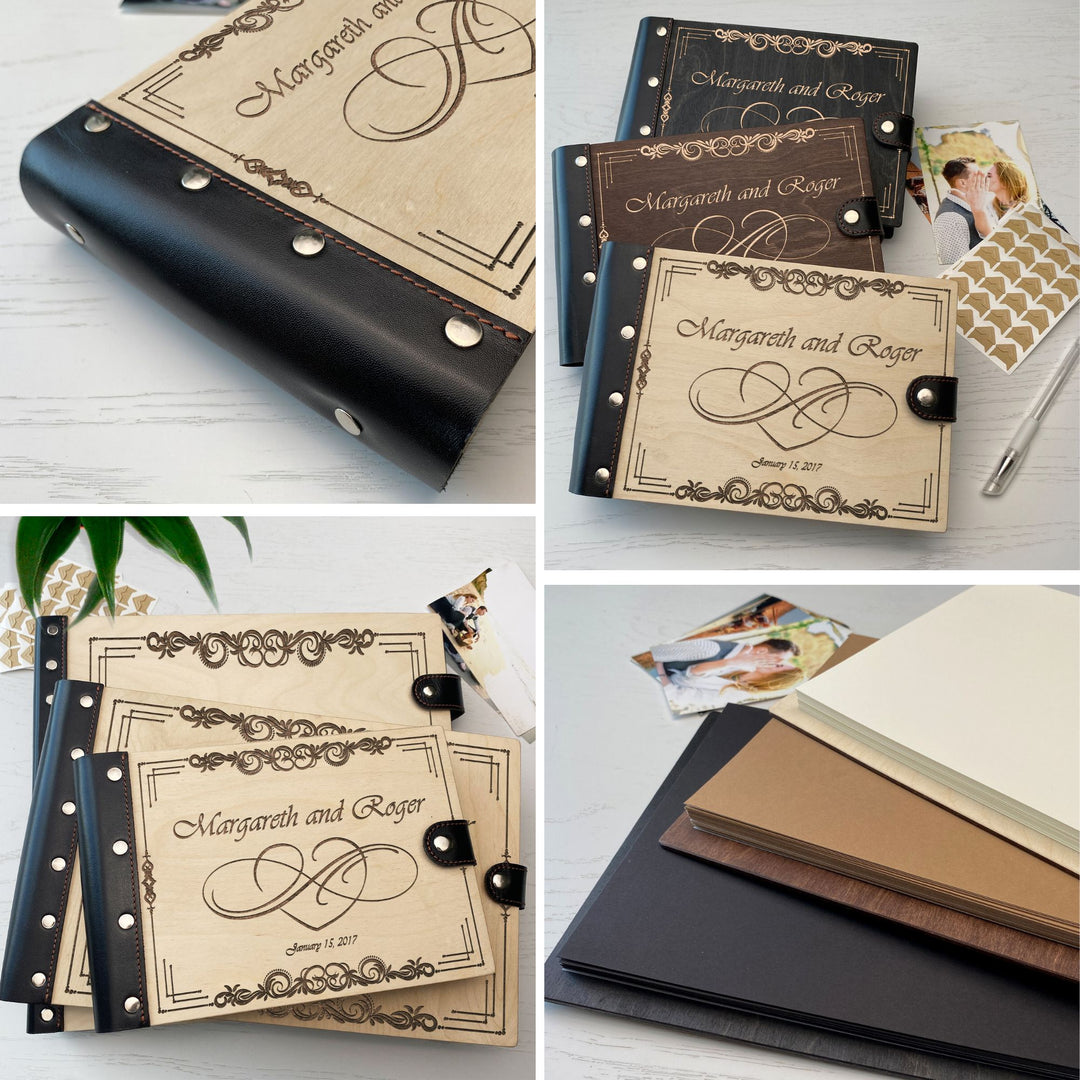 Personalized photo album with leather cover and Love engraving photo №12