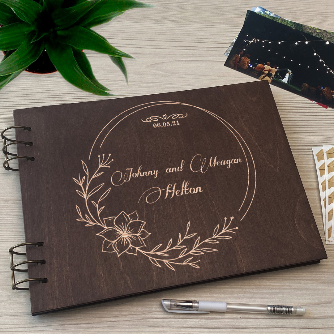 Personalized photo album cover and Flower engraving photo №2