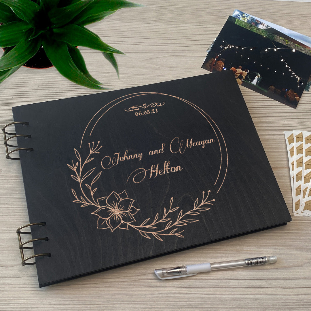 Personalized photo album cover and Flower engraving photo №5