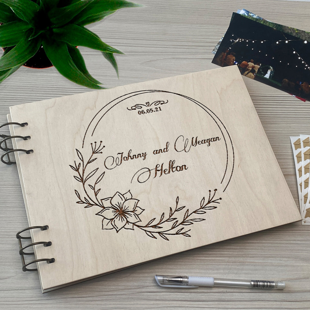 Personalized photo album cover and Flower engraving photo №8