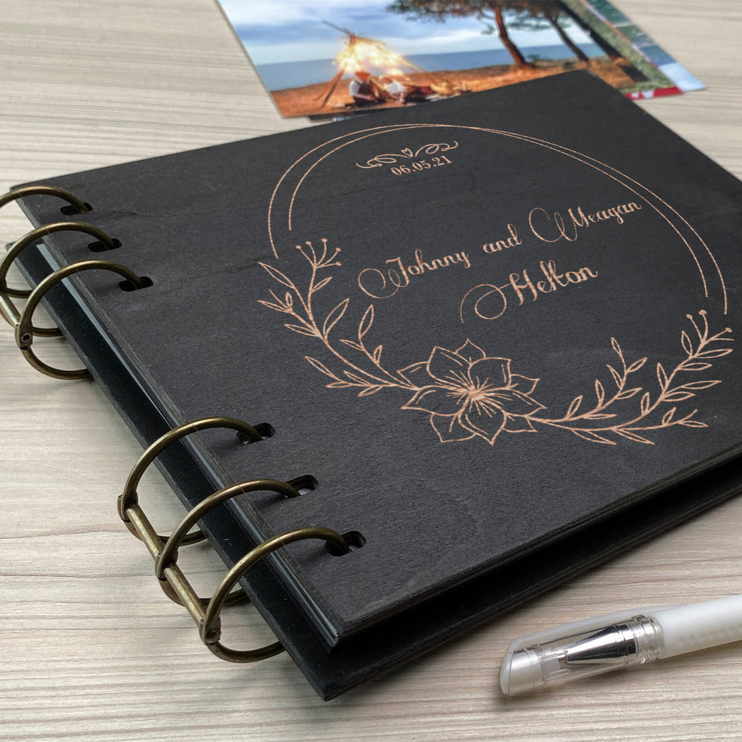 Personalized photo album cover and Flower engraving photo №4