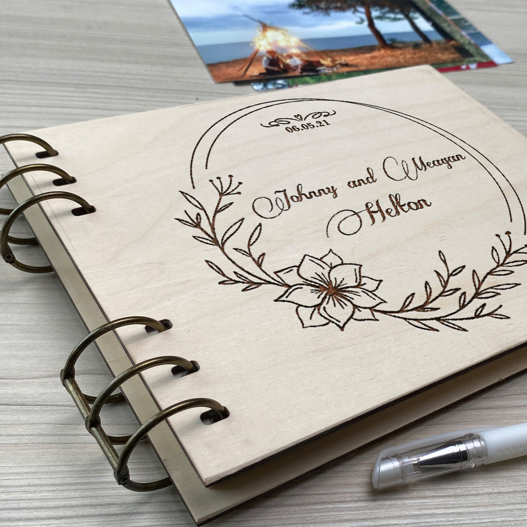 Personalized photo album cover and Flower engraving photo №7