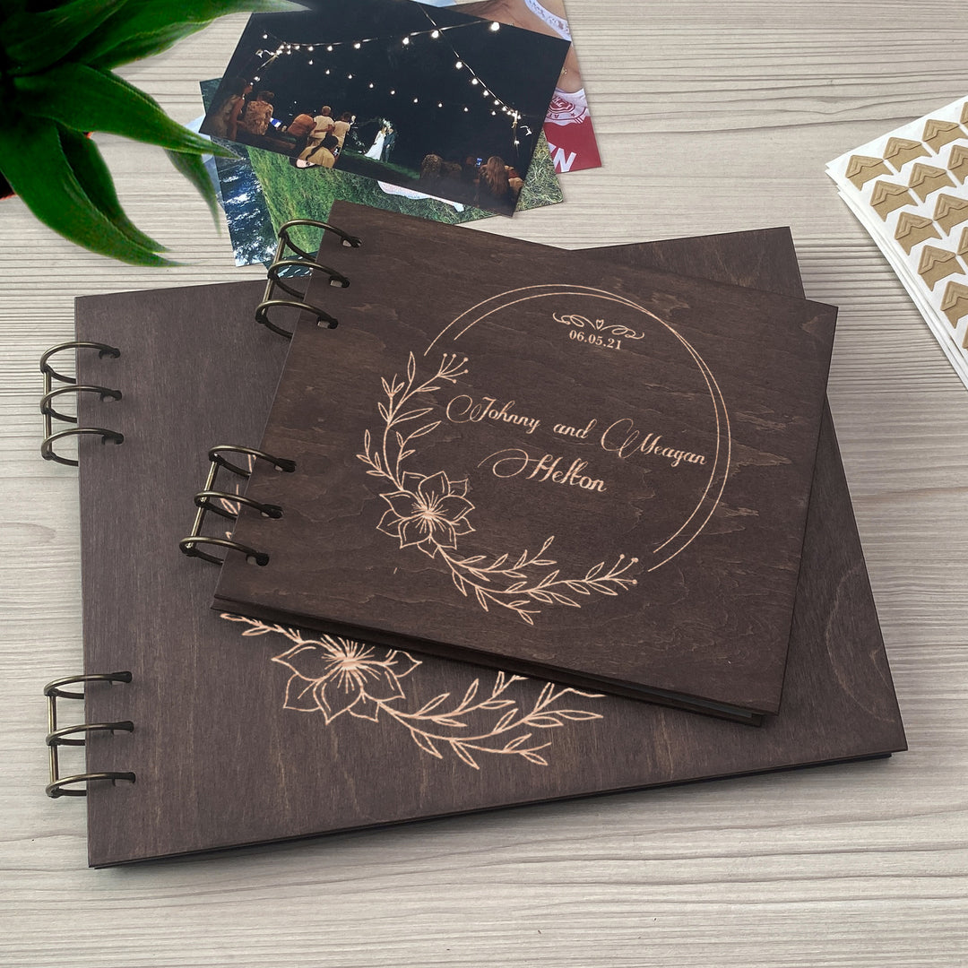 Personalized photo album cover and Flower engraving photo №3