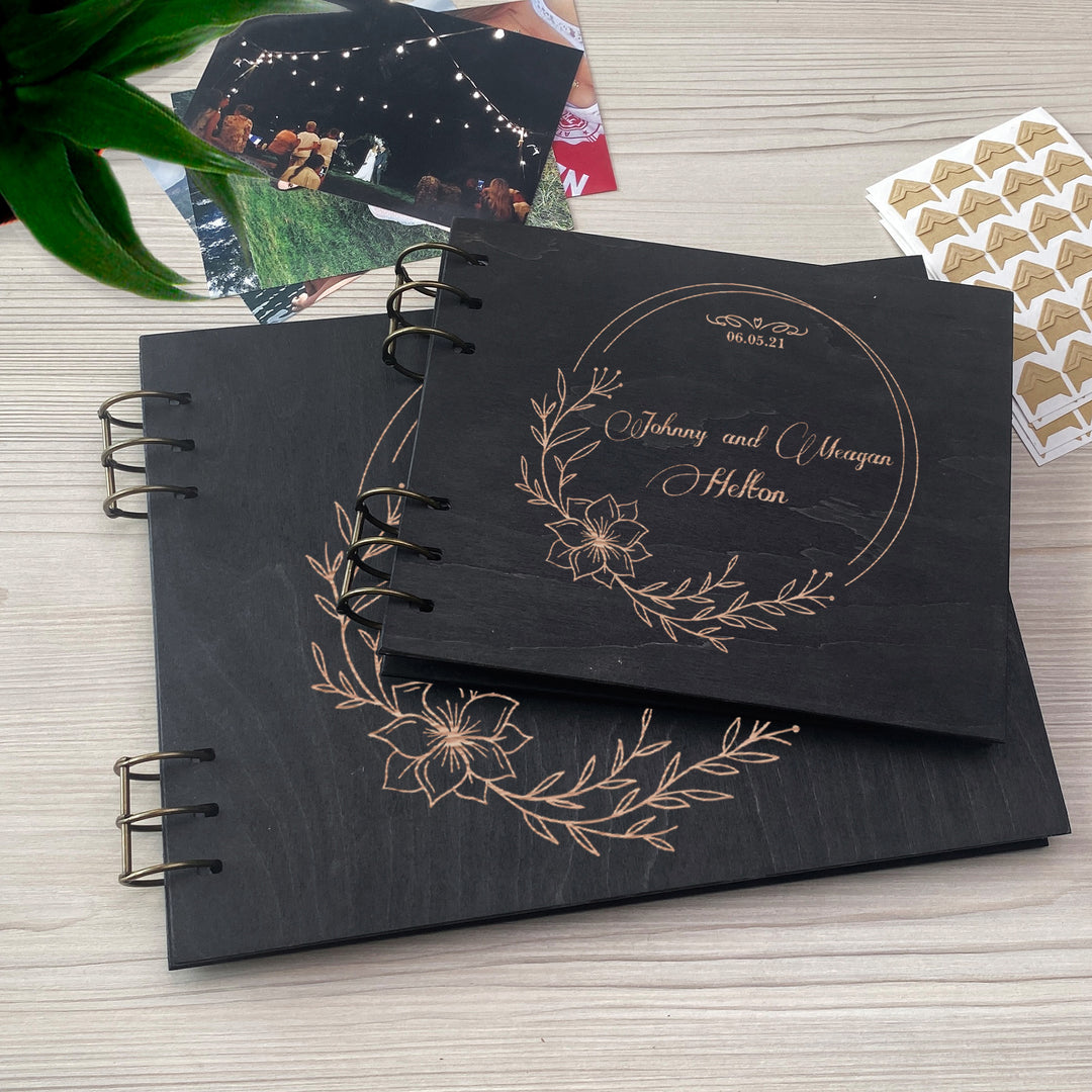 Personalized photo album cover and Flower engraving photo №6