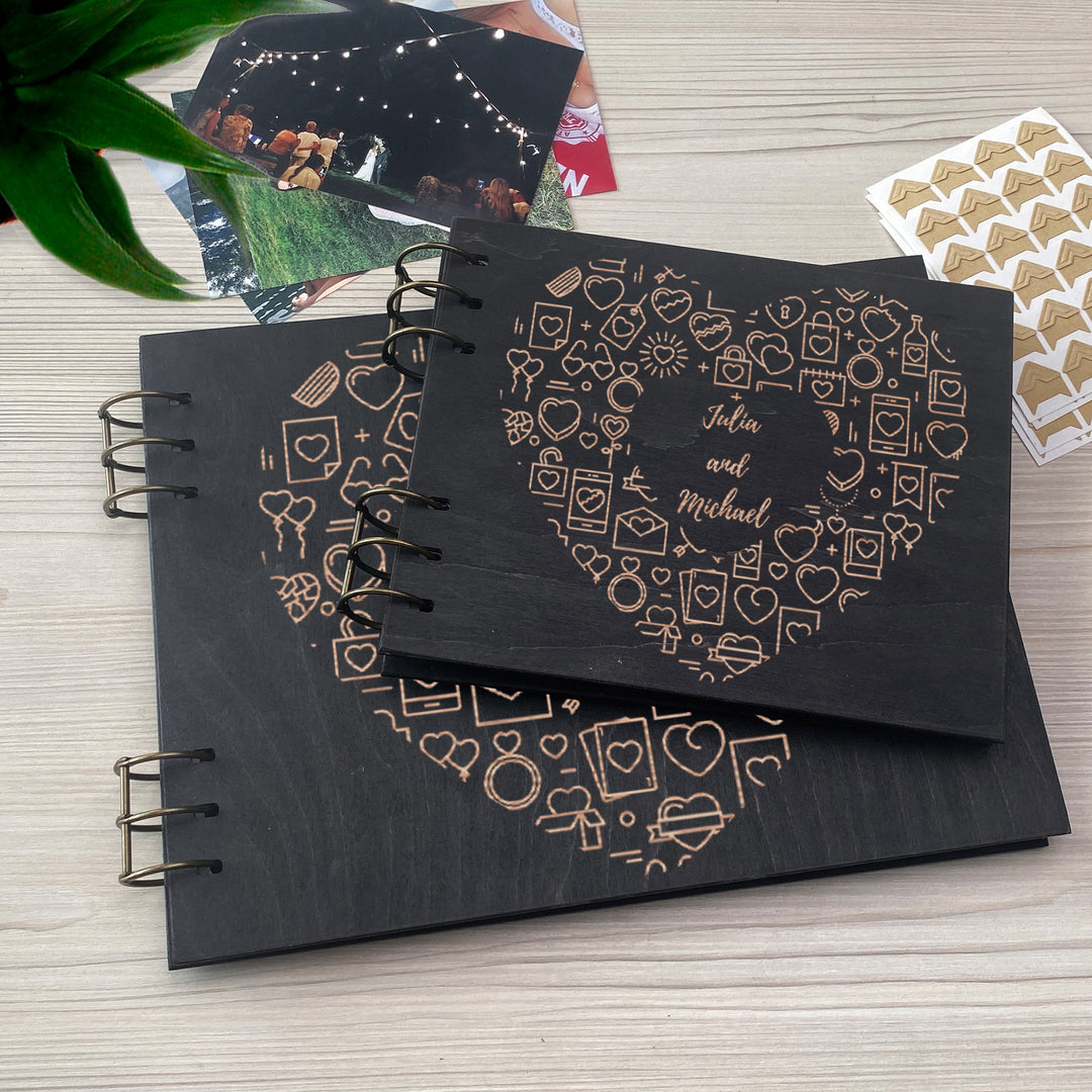 Personalized photo album cover and Hearts engraving photo №8