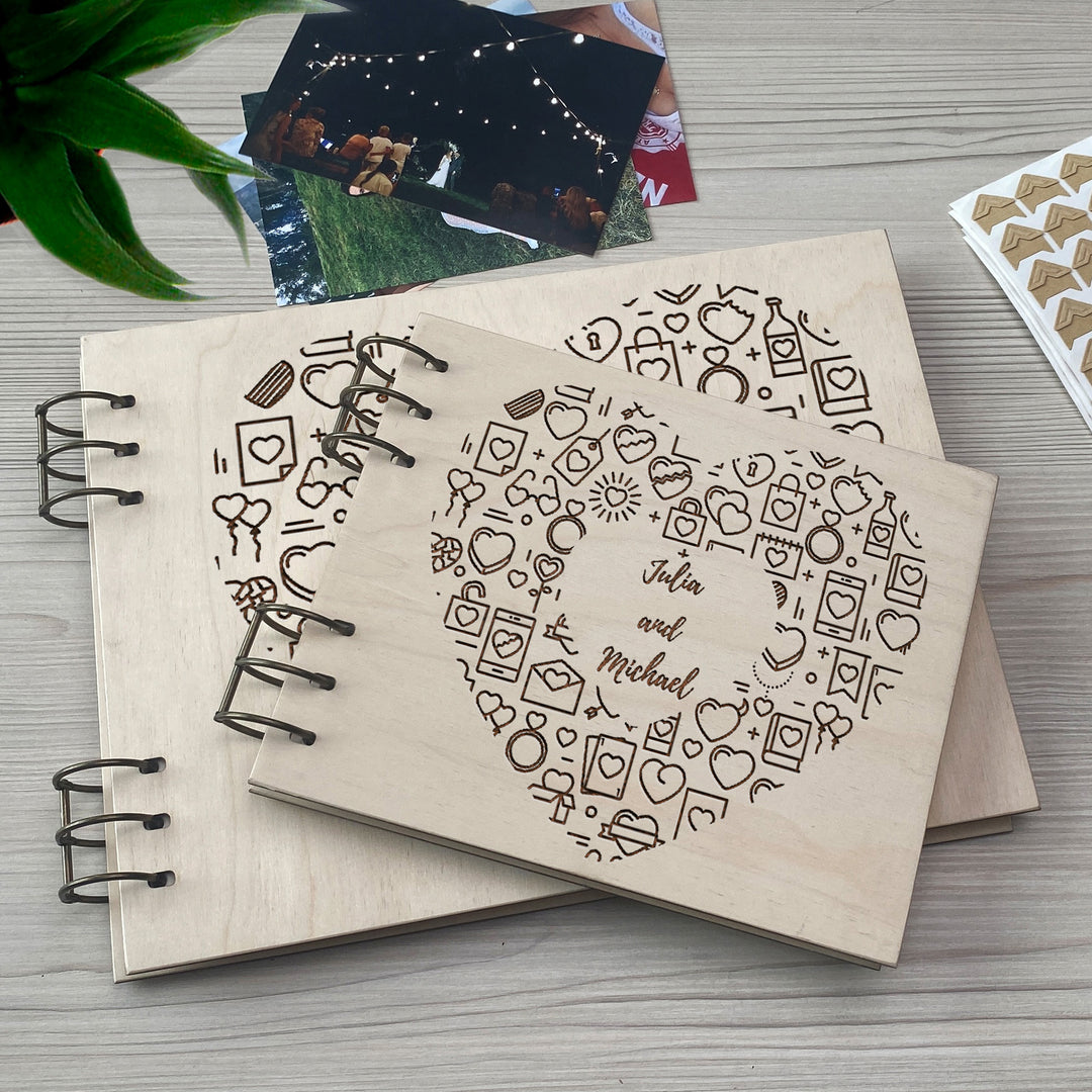 Personalized photo album cover and Hearts engraving photo №3